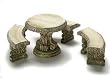 Dollhouse Miniature Aged Green Table with Benches in Resin