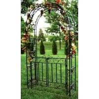 Oakland Living Arbor With Gate and Base Tubular Hammer Tone Bronze by Arbors and Trellises