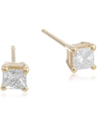 14k Gold Princess-Cut Diamond Studs (1/4 cttw, I-J Color, I1-I2 Clarity)