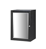 IMAGE OF Xylem LT-KENT-CGD-18DK 18-Inch Kent Linen Tower Cabinet with Mirrored Door, Brown Ebony