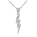 High Polish 925 Sterling Silver Lightning Bolt Charm Pendant Necklace