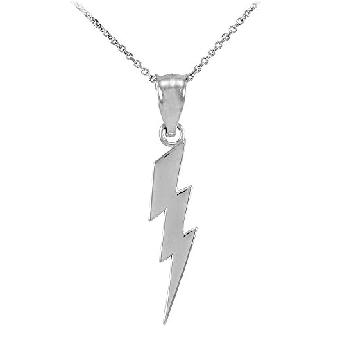 High Polish 925 Sterling Silver Lightning Bolt Charm Pendant Necklace