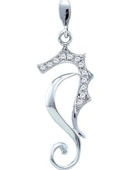 0.05ctw Diamond Sea-Horse Pendant 10K White Gold