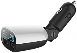 Linkcool USB Car Charger 2 Port with LED Display - Real-time Monitor Battery Voltage - Portable for Travel - High Speed - Super compatible with Iphone,Samsung,Smartphone and PC (White +Black)