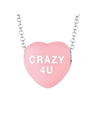 Sterling Silver 14mm Lt Pink enamel Sweethearts CRAZY 4U Heart Pendant