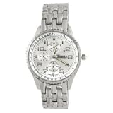 Geneva Platinum Decorative Chronograph Style Fashion Watch with Silver Face