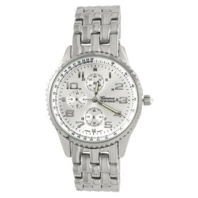 Geneva Platinum Decorative Chronograph Style Fashion Watch with Silver Face