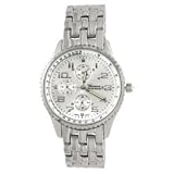 Geneva Platinum Decorative Chronograph Style Fashion Watch with Silver Face
