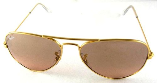 Ray-Ban 0RB3025 Aviator Sunglasses,Gold Frame/Brown-pink Silver Mirror Lens,One Size