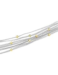 14K White Gold 7 Strand Mesh Chain W\Yellow G