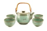 Teavana Mint Bamboo Teapot Set with four cups