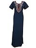 Womans Caftan Dress Embroidered Long Muumuu Kaftans Nighty Blue Loungerwear Medium