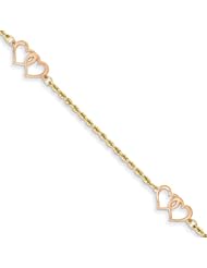 14k Two-Tone Double Heart Bracelet