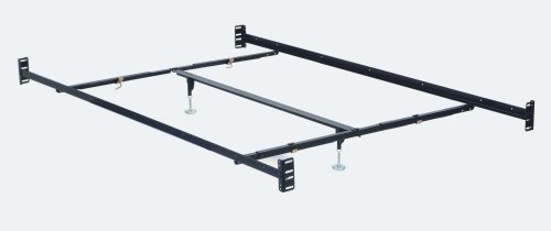 Bolt-On 82" California King Bed Rails with 2 Leg Center Support, Cross Arms, and Adjustable Glides By Hollywood Bed Frame