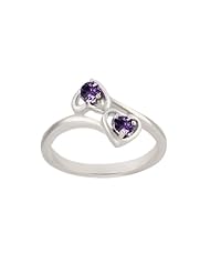 Sterling Silver Gemstone Hearts Ring (0.20 cttw)
