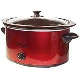 Chef Pepin CH48375 6-Quart Oval-Shaped Slow Cooker, Metallic Red