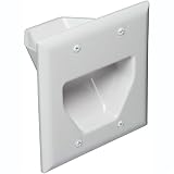 Datacomm Electronics 45-0002-WH Gang Recessed Cable Plate (White)