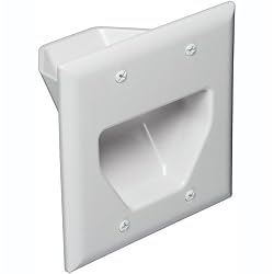 Datacomm Electronics 45-0002-WH Gang Recessed Cable Plate (White)