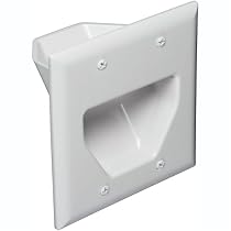 Datacomm Electronics 45-0002-WH Gang Recessed Cable Plate (White)