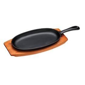 Kitchen Craft Pure Oriental Cast Iron Sizzle Platter with Wooden Stand