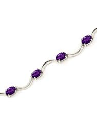 14K White Gold Oval Amethyst Bracelet