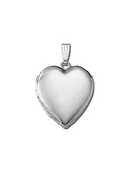 14k White Gold "Sweetheart" Heart Locket 3/4 inch x 3/4 inch in Solid 14K White Gold