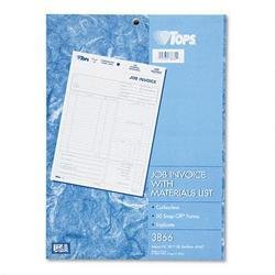 Carbonless Job Invoice Forms, 3-Part, 8-1/2"x11", 50 Sets/Pack TOP3866