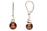 8-8.5mm Cultured Freshwater Chocolate Pearl 14K Pink Gold Leverback Earrings