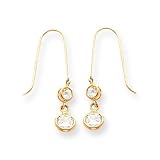 14k 3mm and 5mm CZ (Cubic Zirconia) Bezel Drop Earrings