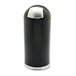 Safco Push Door Dome Top Receptacle, 15 Inches Diameter, 35 Inches Height, Black (9636BL)