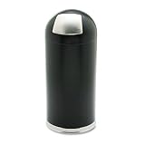 Dome Receptacle with Spring-Loaded Door, Round, Steel, 15gal, Black