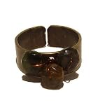Tourmaline Ring 02 Beaded Watermelon Black Faceted Brass Crystal Healing Adjustable