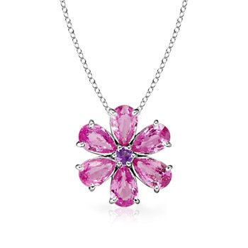 Cheap Girls Jewelry 2.47 carats Pear Pink Sapphire Flower Pendant For Sale