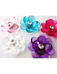 Single Detail Page Misc: 10pc Acrylic Crystal Big 2" Jewel Flower Brooch Bead/Charm Embellishment (K65-Mix) - www.embellishmentworld.com