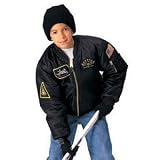 Boys Black Flight Jacket W/ Patches