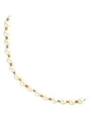 14K Tri Color Gold White Cultured Pearl Strand 16"