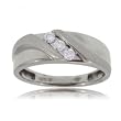 Men's Three Stone Diamond Ring in 10k White Gold