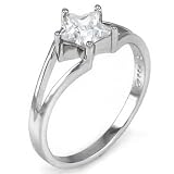 Sterling Silver Star CZ Engagement Ring - size 5