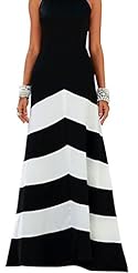 Chevron Print Sleeveless Polyester Flared-Skirt Cocktail Floor Length Fitted Party Dress/Wedding Dress/Tunic/Maxi Dress  with a Brush/Sweep Train 
