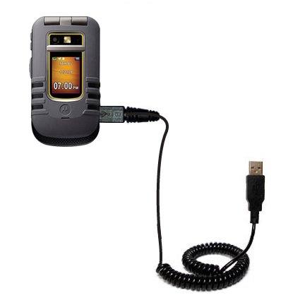 Coiled USB Cable for the Motorola Brute i680 with Power Hot Sync and Charge capabilities - uses Gomadic TipExchange Technology
