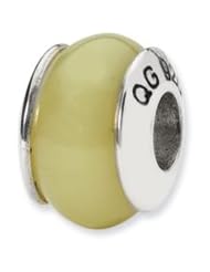 Sterling Silver Yellow Jade Stone Charm for 3mm Charm Bracelets
