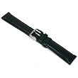 Black Leather Oilskin Watchband & Buckle Watch Band Long 20mm