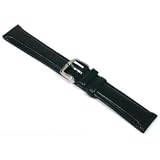 Black Leather Oilskin Watchband & Buckle Watch Band Long 20mm