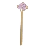 14 Karat Gold Nose Pin Pink Cz