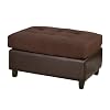 Bobkona Microfiber/Faux Leather Ottoman, Chocolate