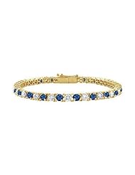 Sapphire and Diamond Tennis Bracelet 14K Yellow Gold 2.00 CT TGW