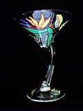 Bird of Paradise Design - Hand Painted - Sexy Martini - 7 oz. (curved stem)