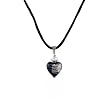 Necklace - N13 - Heart Shape Murano Style Glass ~ Black and Silver Stripe ~ SERENITY CRYSTALS