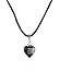 Necklace - N13 - Heart Shape Murano Style Glass ~ Black and Silver Stripe