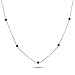 Metal Factory 925 Sterling Silver Blue CZ By The Yard Round Cut Cubic Zirconia Chain Necklace